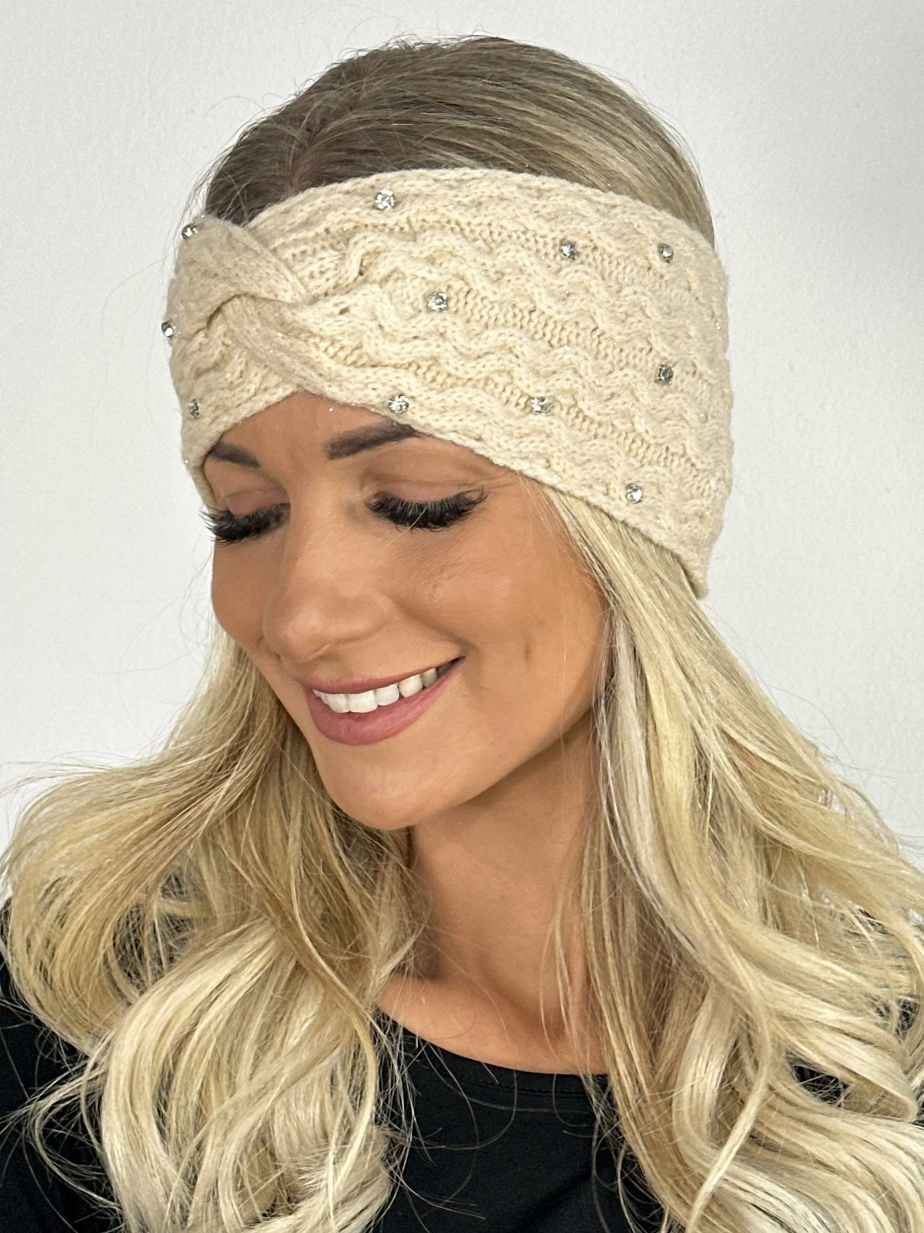 Daisy - Pannband med glittertrådar och fuskpäls